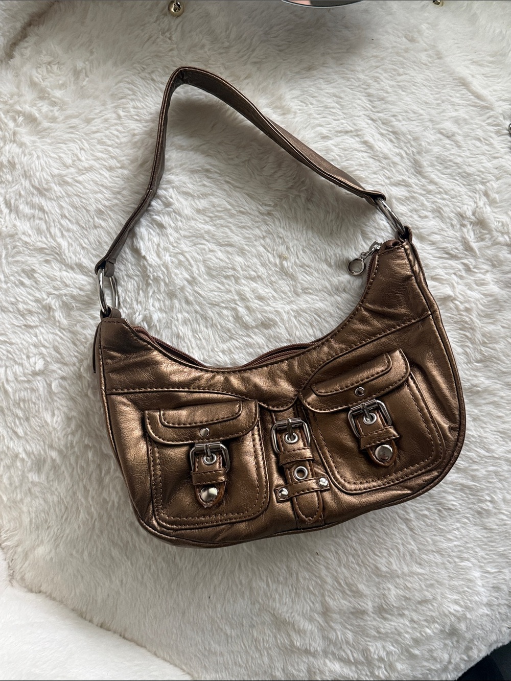 Y2K Bronze Purse Shoulder gold metallic